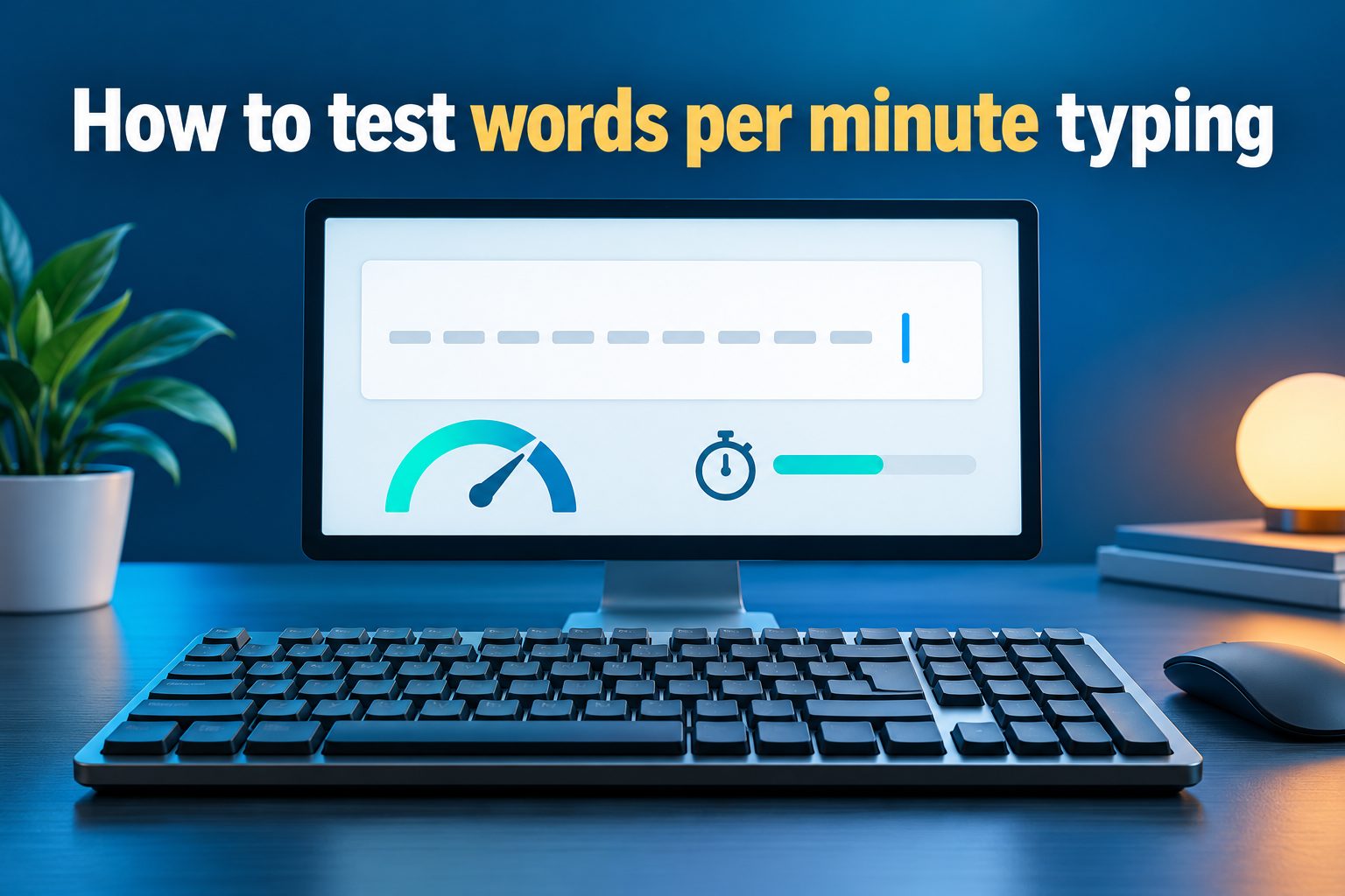 Typist taking an online words-per-minute speed test