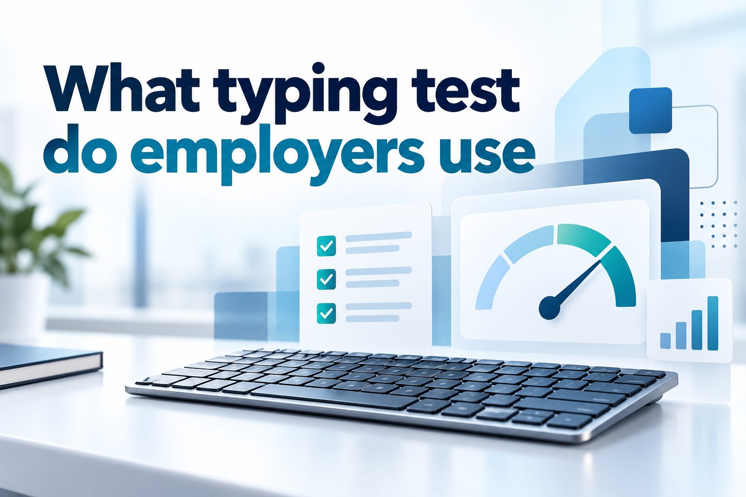 what-is-a-good-score-on-a-typing-test-e2552 Typist taking an online speed test with words-per-minute and accuracy results